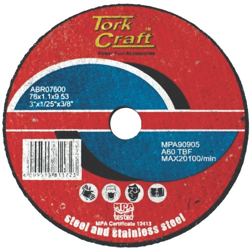 ABRASIVE CUTTING WHEEL FOR STEEL 76 X 1.1 X 9.53 ABRASIVE CUTTING WHEEL FOR STEEL 76 X 1.1 X 9.53