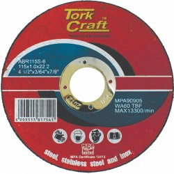 CUTTING DISC STEEL & SS 115 X 1.0 X 22.2 MM CUTTING DISC STEEL & SS 115 X 1.0 X 22.2 MM