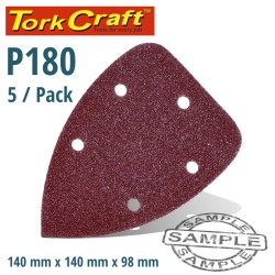 SANDING TRIANGLE 180 GRIT 140 X 140 X 98MM 5/PACK W/H HOOK AND LOOOP SANDING TRIANGLE 180 GRIT 140 X 140 X 98MM 5/PACK W/H HOOK AND LOOOP