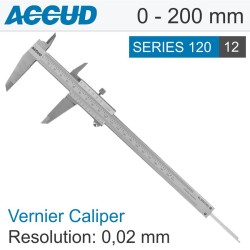 VERNIER CALIPER 200MM 0.03MM ACC. DIN862 0.02MM GRAD. S/STEEL VERNIER CALIPER 200MM 0.03MM ACC. DIN862 0.02MM GRAD. S/STEEL
