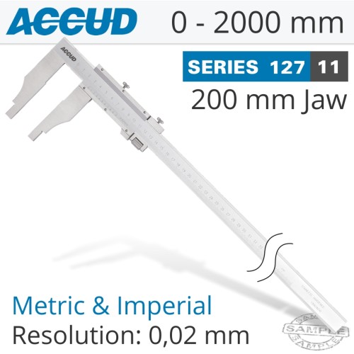 VERNIER CALIPER 2000MM 0.014MM ACC. 200MM 0.02MM GRAD S/STEEL VERNIER CALIPER 2000MM 0.014MM ACC. 200MM 0.02MM GRAD S/STEEL