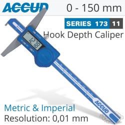 DIG. CALIPER 150MM 0.04MM ACC. HOOK DEPTH 0.01MM RES. S/STEEL DIG. CALIPER 150MM 0.04MM ACC. HOOK DEPTH 0.01MM RES. S/STEEL