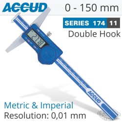 DIG. CALIPER 150MM 0.03MM ACC. DOUBLE HOOK DEPTH 0.01MM RES. S/STEEL DIG. CALIPER 150MM 0.03MM ACC. DOUBLE HOOK DEPTH 0.01MM RES. S/STEEL