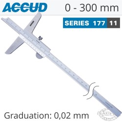 VERNIER DEPTH CALIPER 300MM 0.04MM ACC. 0.02MM GRAD. S/STEEL VERNIER DEPTH CALIPER 300MM 0.04MM ACC. 0.02MM GRAD. S/STEEL