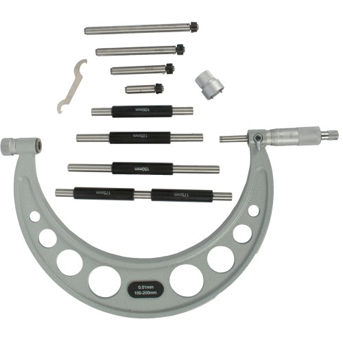 OUTSIDE MICROMETER 100-200MM 0.004MM ACC. 0.01MM GRAD. WITH INTERCH. A