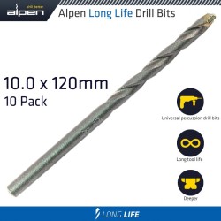 MASONRY DRILL BIT LONG LIFE 10 X120MM 10PACK MASONRY DRILL BIT LONG LIFE 10 X120MM 10PACK
