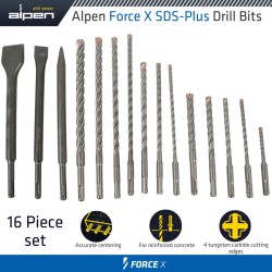 FORCE X SDS-PLUS KIT16 16 PCS. DRILLS 110MM 5-6 160MM 6-8-10-12 210M FORCE X SDS-PLUS KIT16 16 PCS. DRILLS 110MM 5-6 160MM 6-8-10-12 210M