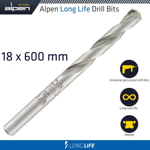 MASONRY DRILL BIT LONG LIFE 18 X 600MM POUCH MASONRY DRILL BIT LONG LIFE 18 X 600MM POUCH