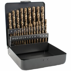 HSS COBALT DRILL BIT SET 25 PIECE 1-13MM X 0.5 3- SIDED IN METAL CASE HSS COBALT DRILL BIT SET 25 PIECE 1-13MM X 0.5 3- SIDED IN METAL CASE