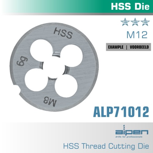 DIE 12MM ROUND 25X9MM IN POUCH HSS 1.75MM PITCH DIE 12MM ROUND 25X9MM IN POUCH HSS 1.75MM PITCH