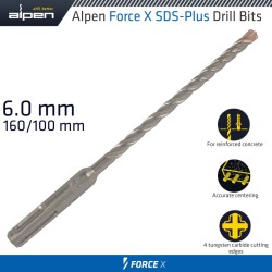 FORCE X 6.0 X 160/100 SDS-PLUS DRILL BIT X4 CUTTING EDGES - BULK FORCE X 6.0 X 160/100 SDS-PLUS DRILL BIT X4 CUTTING EDGES - BULK
