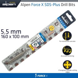 FORCE X 5.5 X 160/100 SDS-PLUS DRILL BIT X4 CUTTING EDGES FORCE X 5.5 X 160/100 SDS-PLUS DRILL BIT X4 CUTTING EDGES