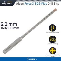 FORCE X 6.0 X 160/100 SDS-PLUS DRILL BIT X4 CUTTING EDGES FORCE X 6.0 X 160/100 SDS-PLUS DRILL BIT X4 CUTTING EDGES