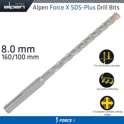 FORCE X 8.0 X 160/100 SDS-PLUS DRILL BIT X4 CUTTING EDGES FORCE X 8.0 X 160/100 SDS-PLUS DRILL BIT X4 CUTTING EDGES