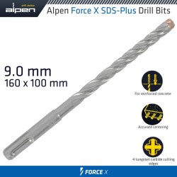 FORCE X 9.0 X 160/100 SDS-PLUS DRILL BIT X4 CUTTING EDGES FORCE X 9.0 X 160/100 SDS-PLUS DRILL BIT X4 CUTTING EDGES
