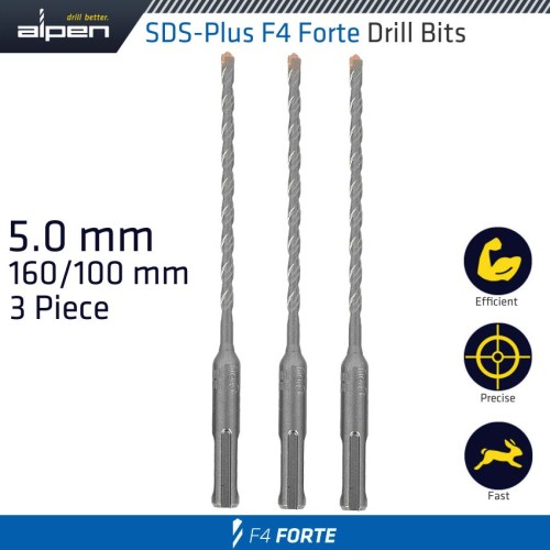 SDS PLUS F4 BIT 5MM X 160 X 100 X3 PCS DRILL HAMMER SDS PLUS F4 BIT 5MM X 160 X 100 X3 PCS DRILL HAMMER