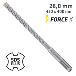 FORCE X 28.0 X 450/400 SDS-PLUS DRILL BIT X4 CUTTING EDGES FORCE X 28.0 X 450/400 SDS-PLUS DRILL BIT X4 CUTTING EDGES