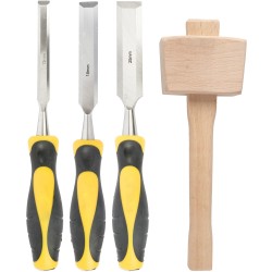 CHISEL SET WOOD 3 PIECE PLUS WOODEN MALLET BLISTER CHISEL SET WOOD 3 PIECE PLUS WOODEN MALLET BLISTER