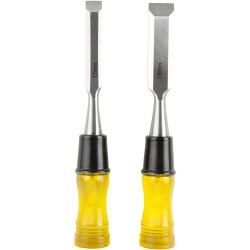WOOD CHISEL 100MM BLADE 2PC 12/19MM WITH PVC HANDLE WOOD CHISEL 100MM BLADE 2PC 12/19MM WITH PVC HANDLE