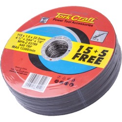 15+ 5 FREE CUTTING DISC STEEL 115 X 1.0 X 22.2MM 15+ 5 FREE CUTTING DISC STEEL 115 X 1.0 X 22.2MM