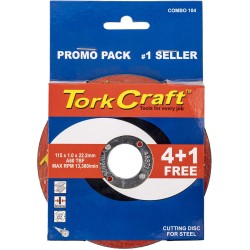 4 + 1 FREE CUTTING DISC STEEL 115 X 1.0 X 22.2MM 4 + 1 FREE CUTTING DISC STEEL 115 X 1.0 X 22.2MM