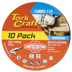 CUTTING DISC IND. METAL 115 X 1.0 X 22.2 MM 10PCE TIN CASE CUTTING DISC IND. METAL 115 X 1.0 X 22.2 MM 10PCE TIN CASE