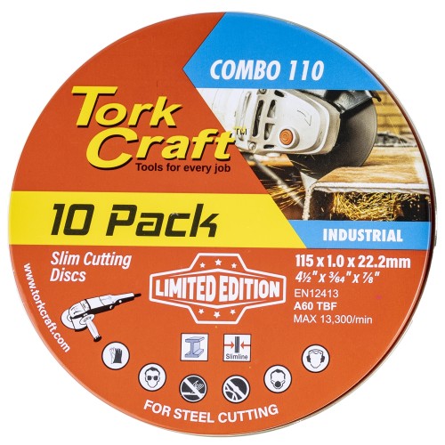 CUTTING DISC IND. METAL 115 X 1.0 X 22.2 MM 10PCE TIN CASE