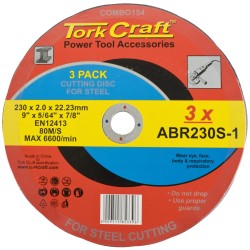 CUTTING DISC (3 PK) STEEL 230X2.0X22.23MM (ABR230S-1) CUTTING DISC (3 PK) STEEL 230X2.0X22.23MM (ABR230S-1)