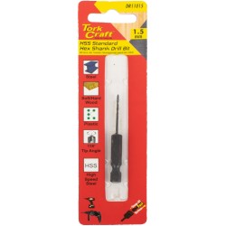 DRILL BIT HSS STANDARD 1.5MM HEX SHANK 1/CARD