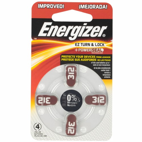 ENERGIZER HEARING AID BATTERY AZ312 BROWN 4 PACK (MOQ 6) ENERGIZER HEARING AID BATTERY AZ312 BROWN 4 PACK (MOQ 6)