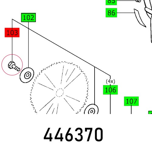 SCREW CS 70 EB M 8 X 15 LEFT