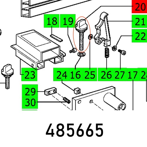 ROTARY KNOB D34 M6X70 BLAU