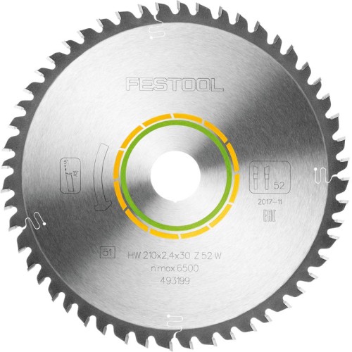 FESTOOL FINE TOOTH SAW BLADE 210X2,4X30 W52 493199