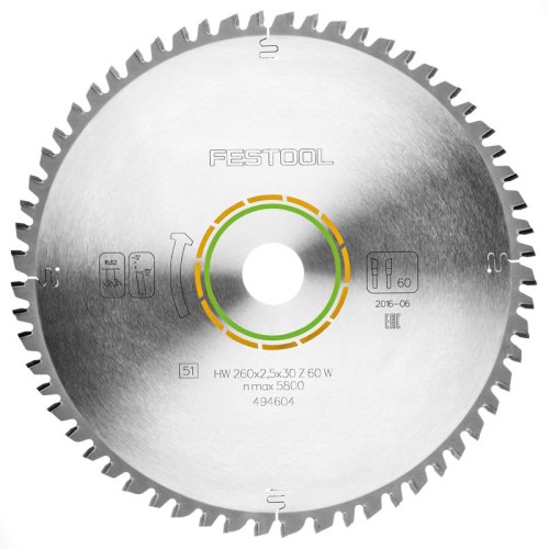 FESTOOL UNIVERSAL SAW BLADE 260X2,5X30 W60 494604