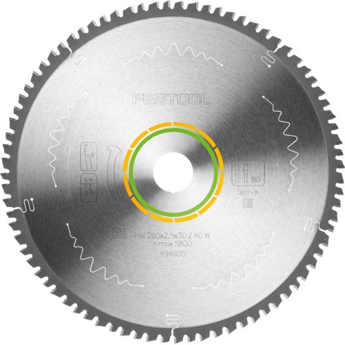 FESTOOL FINE TOOTH SAW BLADE 260X2,5X30 W80 494605