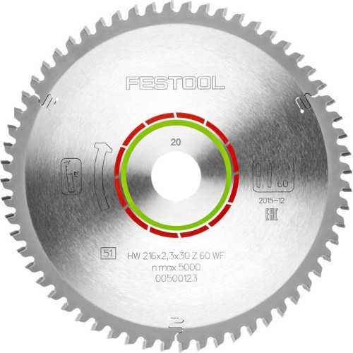 FESTOOL SPECIAL SAW BLADE 216X2,3X30 WZ/FA60 500123 FESTOOL SPECIAL SAW BLADE 216X2,3X30 WZ/FA60 500123