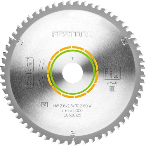 FESTOOL FINE TOOTH SAW BLADE 216X2,3X30 W60 500125 FESTOOL FINE TOOTH SAW BLADE 216X2,3X30 W60 500125