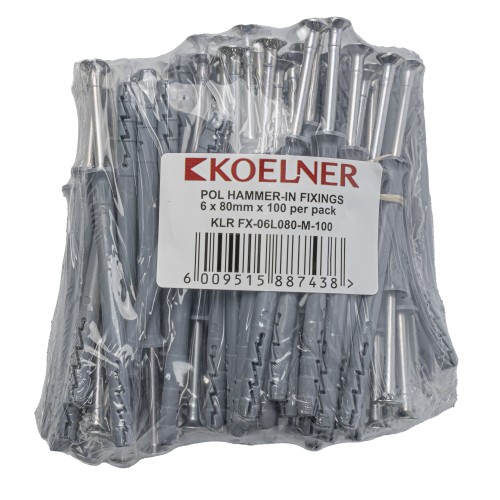 POL HAMMER-IN FIXING 6X80MM X 100 PER PACK