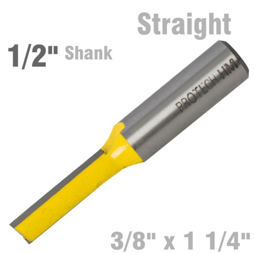 STRAIGHT BIT 3/8"(9.5MM) X 1 1/4"(31.8MM) CUT 2 FLUTE WITH BOTTOM CUT STRAIGHT BIT 3/8"(9.5MM) X 1 1/4"(31.8MM) CUT 2 FLUTE WITH BOTTOM CUT