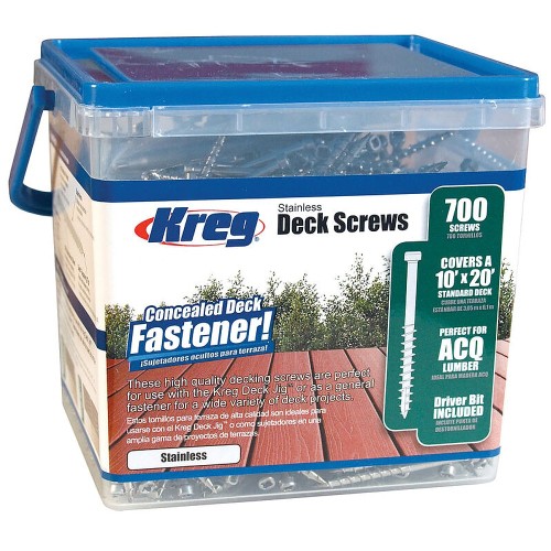 KREG STAINLESS STEEL DECK SCREWS 2" #8 COARSE PAN HEAD 700CT KREG STAINLESS STEEL DECK SCREWS 2" #8 COARSE PAN HEAD 700CT