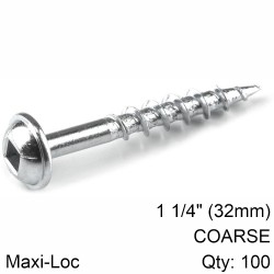 KREG ZINC POCKET HOLE SCREWS 32MM 1.25" #8 COARSE THREAD MX LOC 100CT