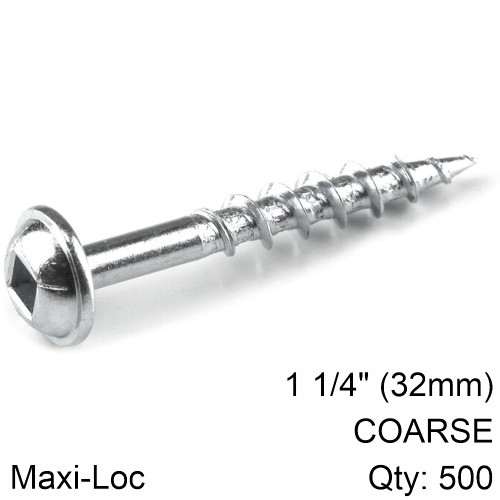 KREG ZINC POCKET HOLE SCREWS 32MM 1.25" #8 COARSE THREAD MX LOC 500CT KREG ZINC POCKET HOLE SCREWS 32MM 1.25" #8 COARSE THREAD MX LOC 500CT