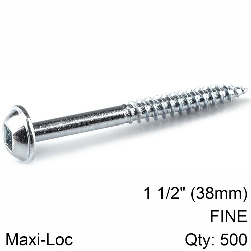 KREG ZINC POCKET HOLE SCREWS 38MM 1.50" #7 FINE THREAD MX LOC 500CT
