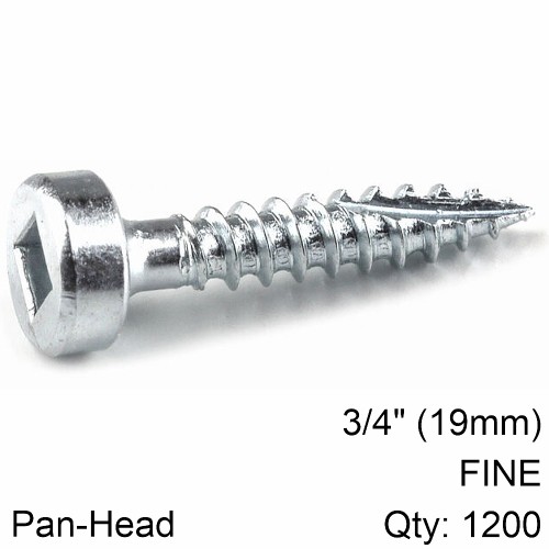 KREG POCKET HOLE SCREWS 75" #6 FINE PAN HEAD 1200CT