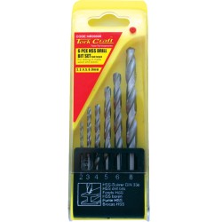 DRILL BIT SET 6PC HSS ROLL FORGED 2-8MM DRILL BIT SET 6PC HSS ROLL FORGED 2-8MM