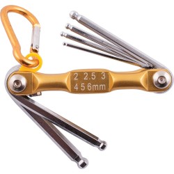 FOLDING KEY SET BALL POINT 2-2.5-3-4-5-6 YELLOW CHROME PLATED FOLDING KEY SET BALL POINT 2-2.5-3-4-5-6 YELLOW CHROME PLATED