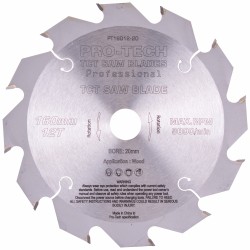 SAW BLADE TCT 160X2.2X20X12T WOOD PROF. PRO-TECH FES. TS55 PW12