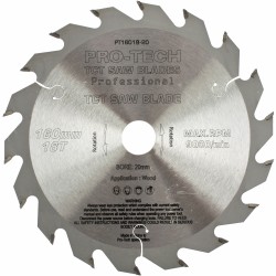 SAW BLADE TCT 160X2.2X20X18T WOOD PROF. PRO-TECH FES. TS55 PW1