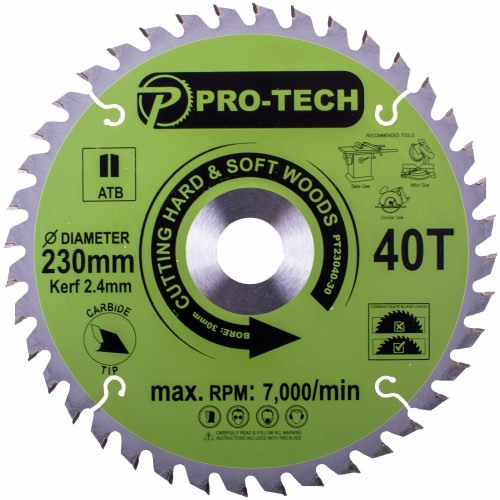 SAW BLADE TCT 230 X 2.4 X 30 X 40T WOOD PROF.
