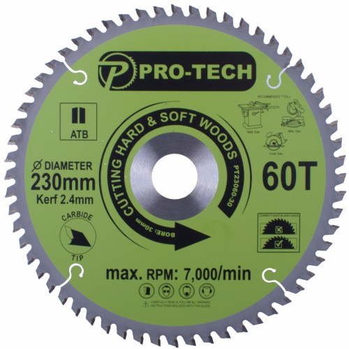 SAW BLADE TCT 230 X 2.4 X 30 X 60T WOOD PROF.